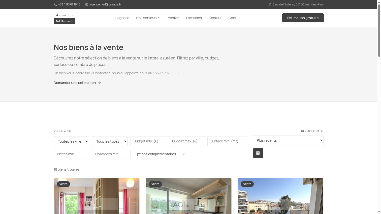 Page ventes avec filtres de recherche